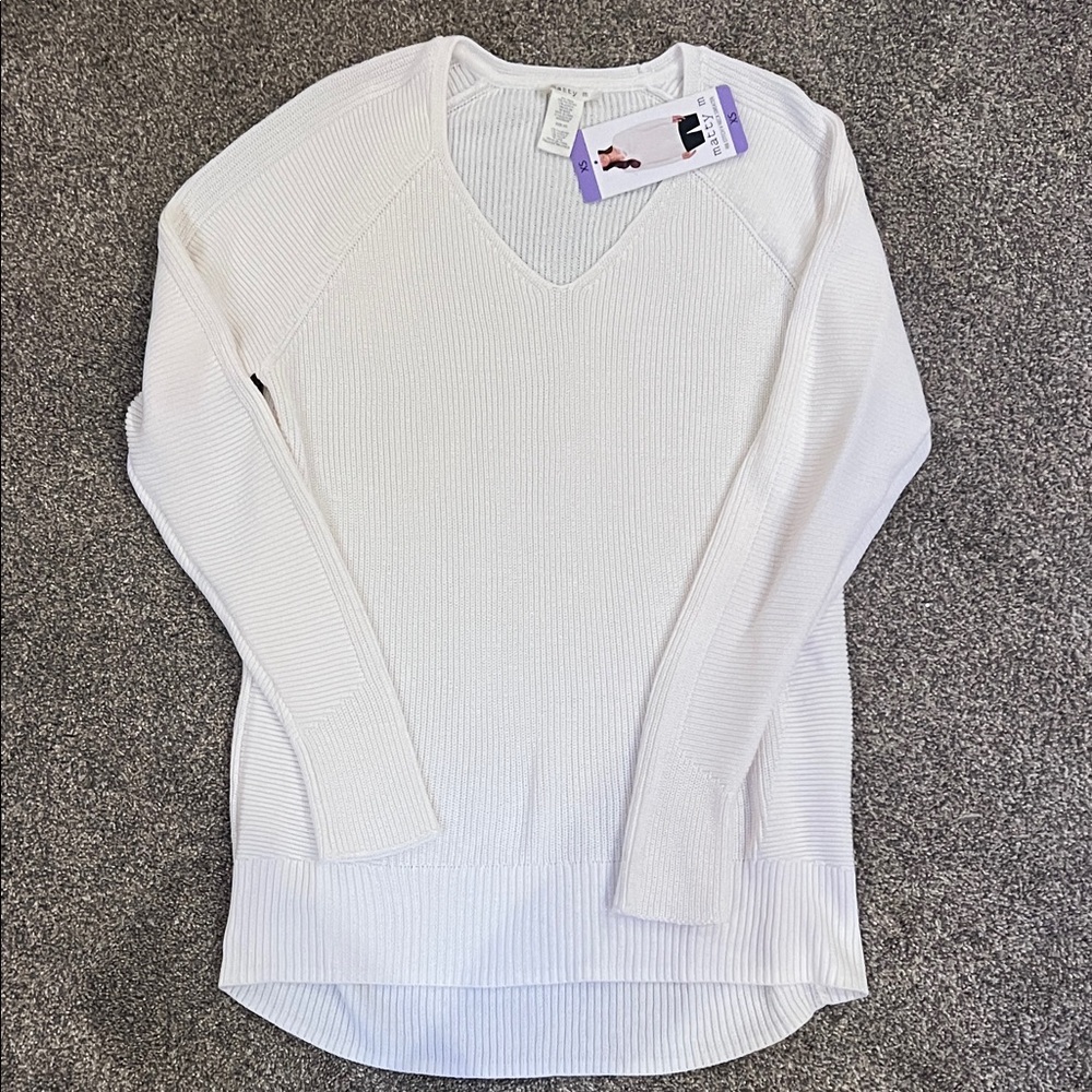 Matty M Classic White V-Neck Sweater